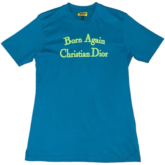 Chinatown Market Tops - CHINATOWN MARKET Born Again Christian Dior Puff Paint Logo Tee Oversized TShirt